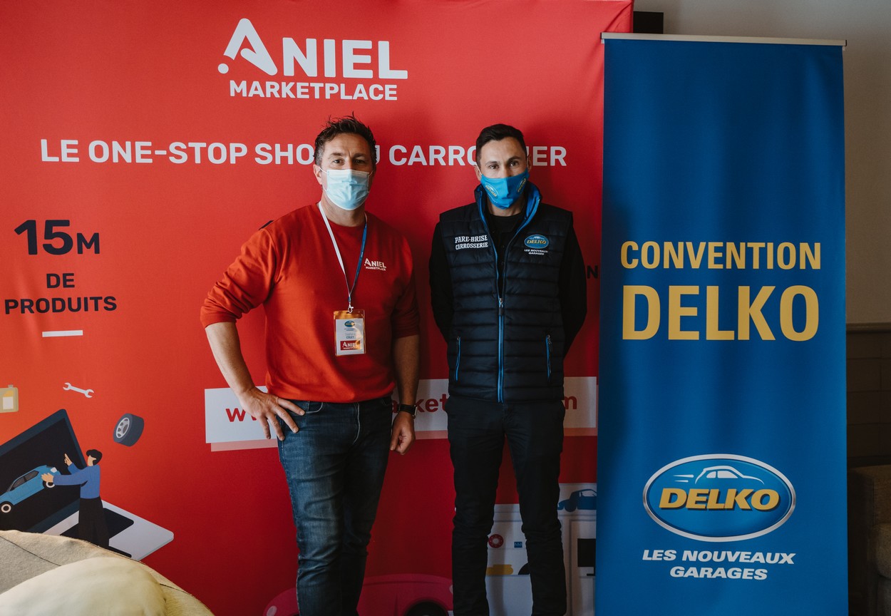 Stéphane Colet, directeur commercial France d’Aniel Marketplace, et Fabien Jouvet, directeur des achats de Delko. © Aniel
