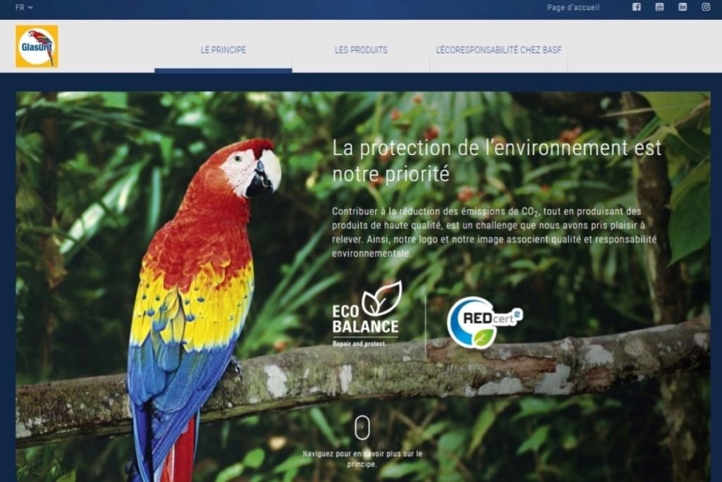 Glasurit explique en détail l'ensemble de sa stratégie environnementale et de son label Eco-Balance sur un site en ligne dédié. ©Glasurit
