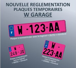 Les plaques temporaires W Garage doivent désormais être immatriculées selon un format précis (auto, moto, carré). ©SPM