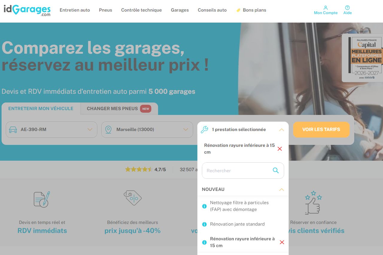 Avec 14 nouvelles prestations disponibles sur sa plateforme, idGarages s'adresse en particulier aux automobilistes décidés à remettre leur véhicule en état hors assurance. © idGarages