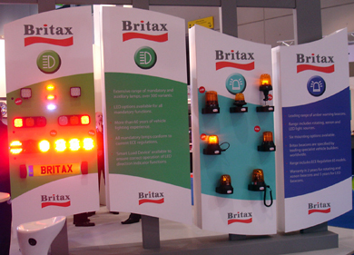 Comme ici à Automechanika, Britax parcourt les salons d’Europe, afin de faire prendre conscience aux distributeurs et aux réparateurs les opportunités que représente la signalisation lumineuse.