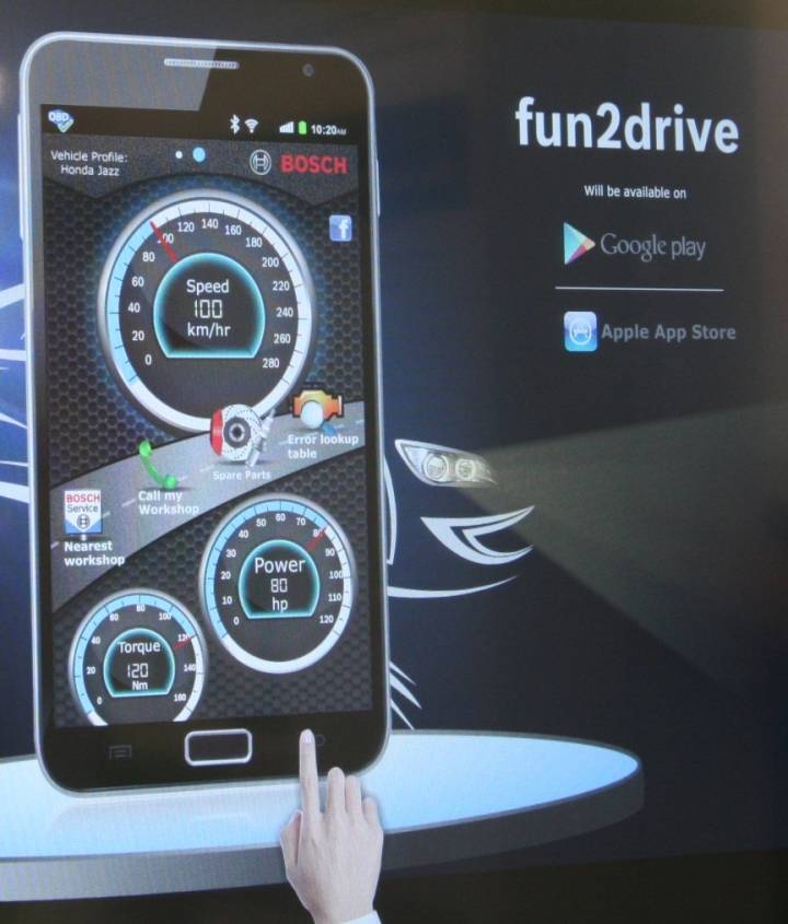 fun2drive, l'application Smartphone de Bosch, sera active en fin d'année pour les passionnés de conduite.