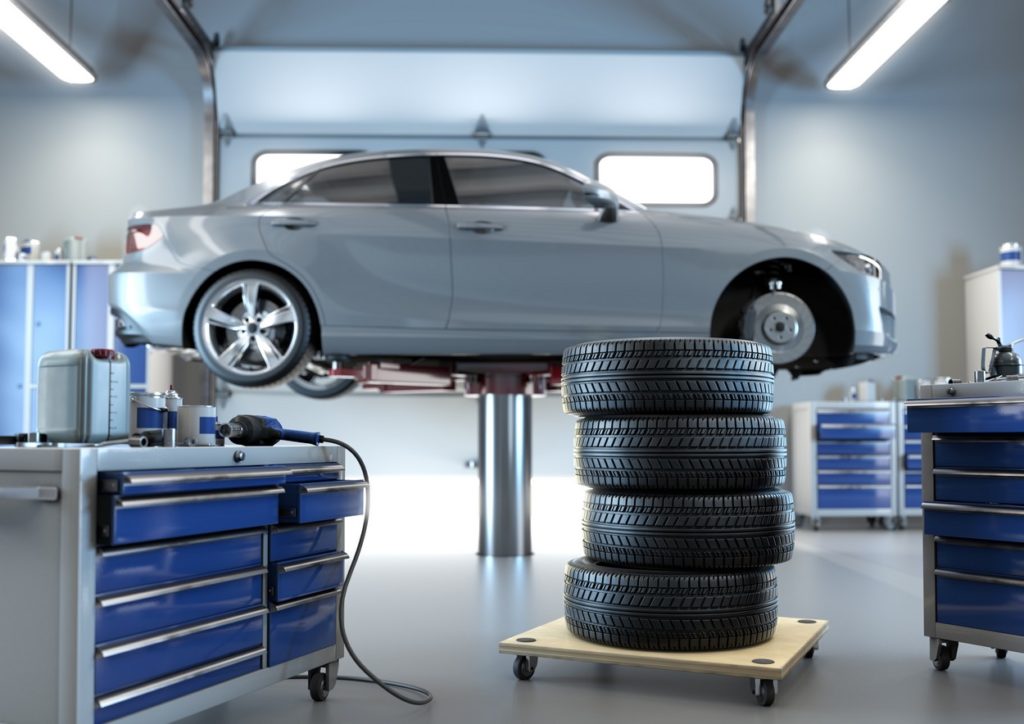 La plateforme pour le changement et le transport des pneumatiques des véhicules légers.